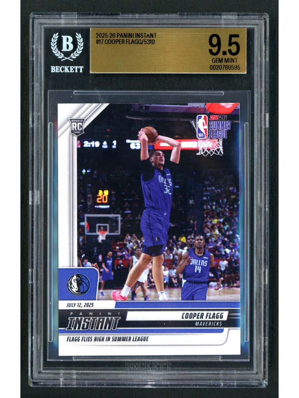 2025-26 Panini Instant #17 Cooper Flagg Rookie Card (RC) BGS 9.5 Gem Mint